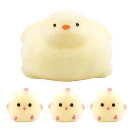 4pcs Chick Squeeze Toys, Super Soft Fufu Fidget Squeeze Toy Cute Kawaii Chicken Squishy Mochi Pinch Plaything for Kids Adults Anxiety Stress Relief Relaxation Gift