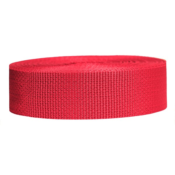 Strapworks Lightweight Polypropylene Webbing - Poly Strapping for Outdoor DIY Gear Repair, Pet Collars, Crafts – 1.5 Inch x 25 Yards - Red