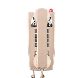 HTMengt Traditional Wall Phone Metal Bell,Classic 2554 Wall Telephone (Hearing Aid Compatible),Retro Wall Phone for Landline Visible Ringing Indicator, Old Wall Mount Telephone for Kitchen,Home,Beige