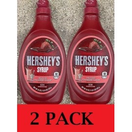 Hershey's 2x Hershey's Delicious STRAWBERRY Flavor Syrup 22 Oz Bottle - FATE FREE - 2 PACK