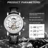 IK COLOURING Mens Watches, 44mm Mechanical Skeleton Wrist Watch with