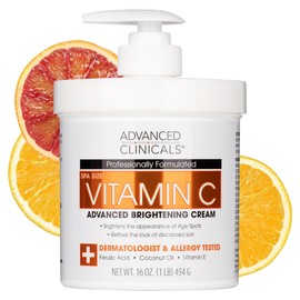 Advanced Clinicals Vitamin C Face & Body Moisturiser Cream – Brightening, Anti-Ageing, Hydrating & Firming Lotion for Dry & Mature Skin, Reduces Wrinkles, Dark Spots & Uneven Tone, Paraben-Free 454g