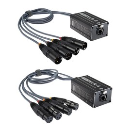 1Pair XLR Male/Female 4 Channel Snake 3Pin XLR/to Ethercon RJ45 Cat5/Cat6 Ethernet Extender Black