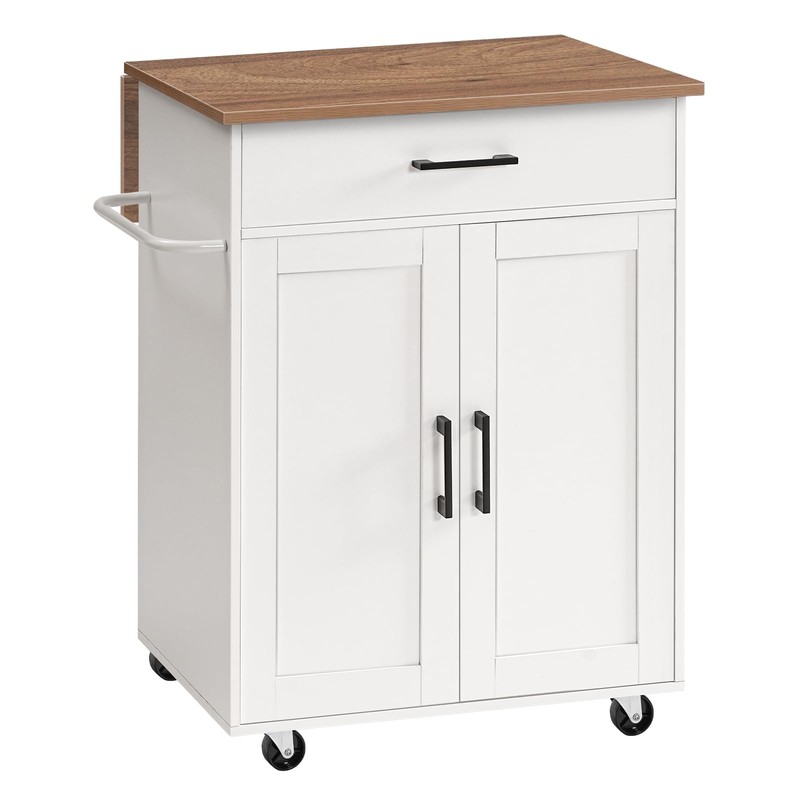 MAHANCRIS Kitchen Island on Wheels with Drop Leaf, Folding Countertop