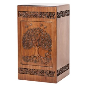 Tree of Life Urn for Human Ashes, Handcrafted Wooden Cremation Urn (Tree of Life, 250 lb)