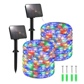 FFZZKJ Solar Lights Outdoor Garden Waterproof Total 240LED 12Mx2 Pack Outdoor Solar Lights for Garden Patio Balcony Terrace Veranda Tree, Multi-Coloured