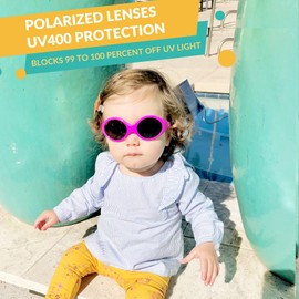 DUCO K012 Baby Sunglasses, Baby Sunglasses, Polarized Lenses, Flexible Rubber Frame, Headband Included, UV400, UV Protection, Suitable for 0-3 Years Old, pink/green