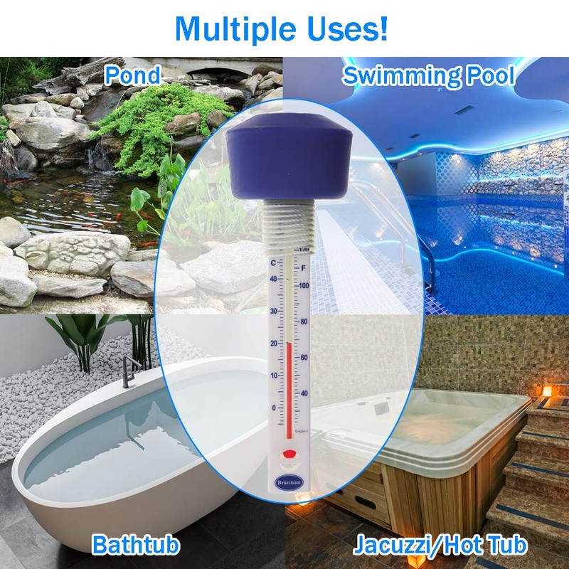 Floating Water Thermometer With Blue Float to Easily Read Water