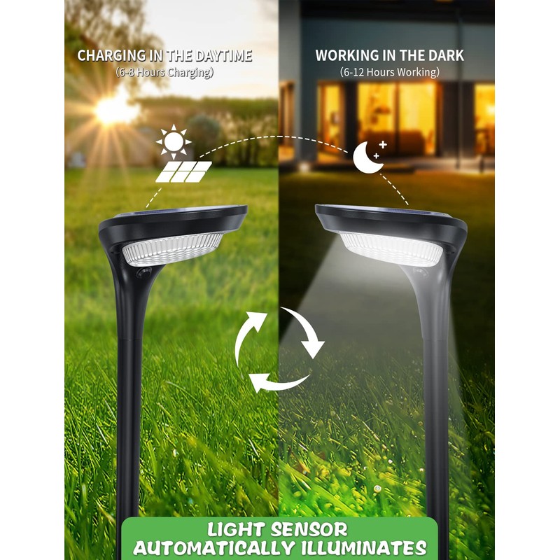 OSORD Solar Pathway Lights,【2 Pack】 Solar Garden Lights Outdoor Waterproof