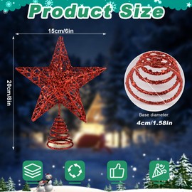 KEYIDO Red Star Christmas Tree Topper Star for Christmas Tree Metal Xmas Tree Topper for Christmas Decorations Ornaments 20cm