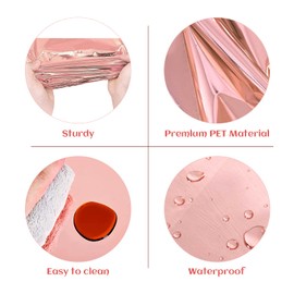 Andiker Plastic Tablecloth, Disposable Metallic Tablecloth Reliable Plastic Table Cover to Save Time and Energy, 137cm×183cm Table Cloths for Parties Birthday Wedding Festival Decoration (Rose Gold)