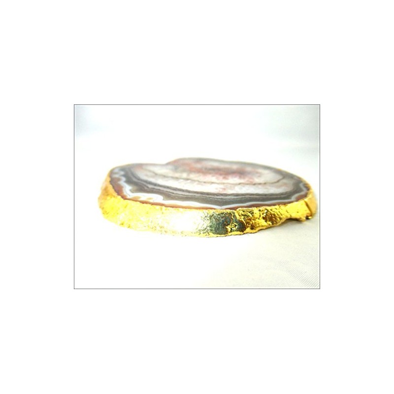 Jet International Gold Plated Agate Slice Coaster Single (1) Piece