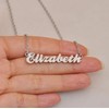Dancing Wolf Silver Elizabeth Name Necklace Initial Charm Nameplate Necklaces