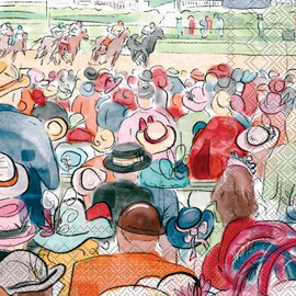 IHR Ideal Home Range Cocktail Napkins Disposable 3-Ply Paper Party Napkin Pack, 5" x 5", Spectators, 20-Count