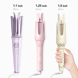 Newme Automatic Curling Iron: 1.1 inch/1.25 inch/1.5 inch Professional Automatic Curlers with Fast Heat-up - Beach Waves Hair Curler，Fast Heating, Dual Voltage, Smart Sensor,Negative Generator Adjustable Temp & Timer Reminder, Safety Curler - Color: 1.1 