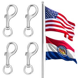 PAMASE Flag Clips for Flagpole Rope - 4pcs Heavy Duty Zinc Alloy Metal Swivel Hooks for Outdoor Hold American National Flag, Dog Leash Hook, Key Chain, Leather Craft, Durable Antirust