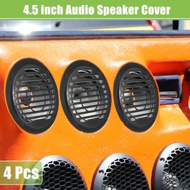 ACROPIX Universal 4.5" Car Speaker Grills Cover Round 4.5 Inch Audio Speaker Subwoofer Guard Protector Case with Mounting Screws ABS Black - Pack of 4