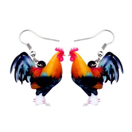 LONYOO Acrylic Rooster Hen Chicken Earrings Farm Animals Drop Dangle Jewelry Chicken Gifts for Women Girls Charmas (Multi)