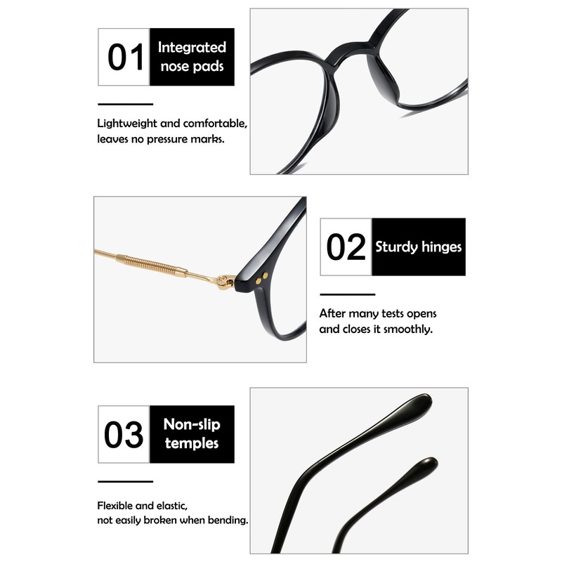 KOOSUFA Mode Runde Gleitsichtbrille Progressive Multifokus Anti-Blaulicht Lesebrille Damen Herren