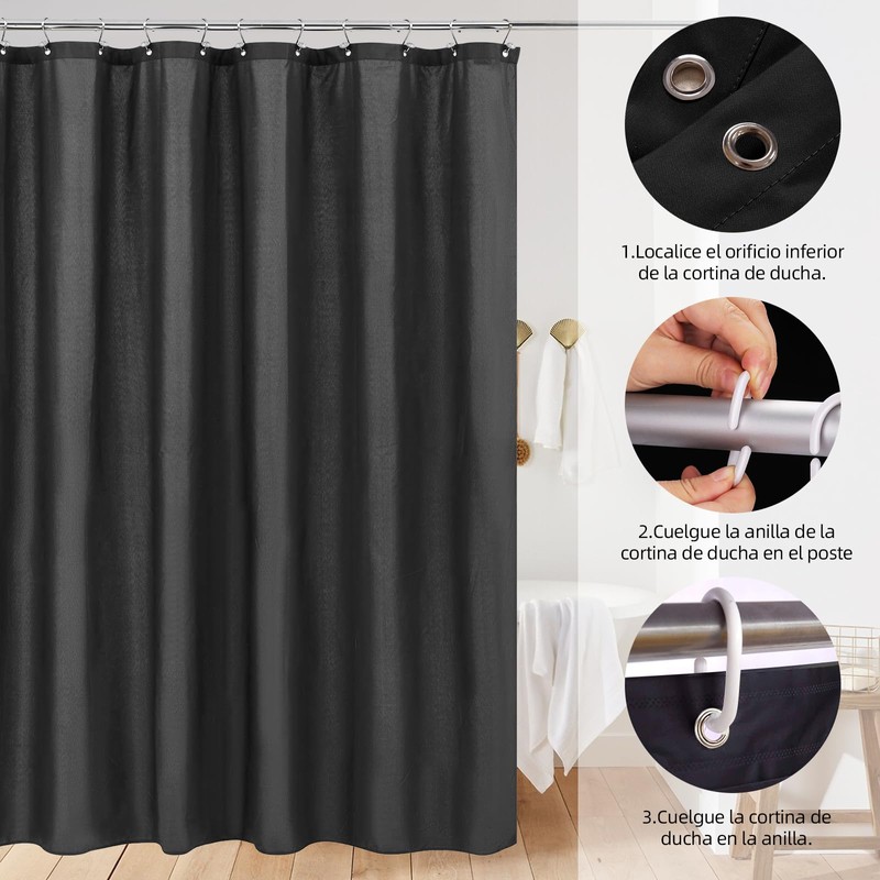 Yostyle Cortina De Baño con 12 Ganchos,180 * 180cm Cortina