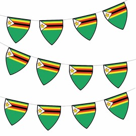 AK Giftshop Zimbabwe Pennant Flag Bunting Birthday Wedding Events Decorations - 12pcs / 2.5m Ribbon