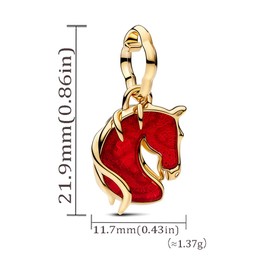 Artiyoo 925 Sterling Silver Charms Fit Women Bracelet And Necklaces Bead Charm Pendant Jewelry Gifts For Family Friends (Red Fire Horse Dangle Charm M1964)