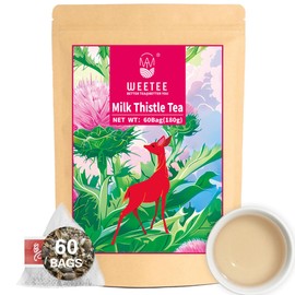 WEETEE Milk Thistle Tea Bags, 3g x 60 Pieces Milk Thistle Tea Bags, Made with 100% Pure Milk Thistle Seeds, Natural Caffeine-free Herbal Tea