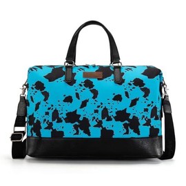 Wrangler Travel Duffle Bag for Women Oversized Cow Print Weekender Bag Overnight Bag - Color: Blue,Turquoise