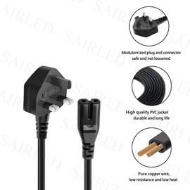 Power Cable Lead Replacement for Cambridge Audio Minx X201-200 Watt SX120-70 Watt Minx X301-300 Watt Active Subwoofer UK Mains Power AC Plug Cord