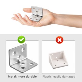 GothicBride Pack of 20 Angle Brackets 30 x 30 x 38 mm L Brackets for Wood, Stainless Steel Corner Bracket for Wood Tables, Chairs, Furniture