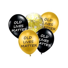 26Packs Funny Birthday Balloons, Old Lives Matter Black Gold Latex Confetti Balloons for Men Old Ages Birthday Retirement 40th 50th 60th 70th 80th Party Supplies