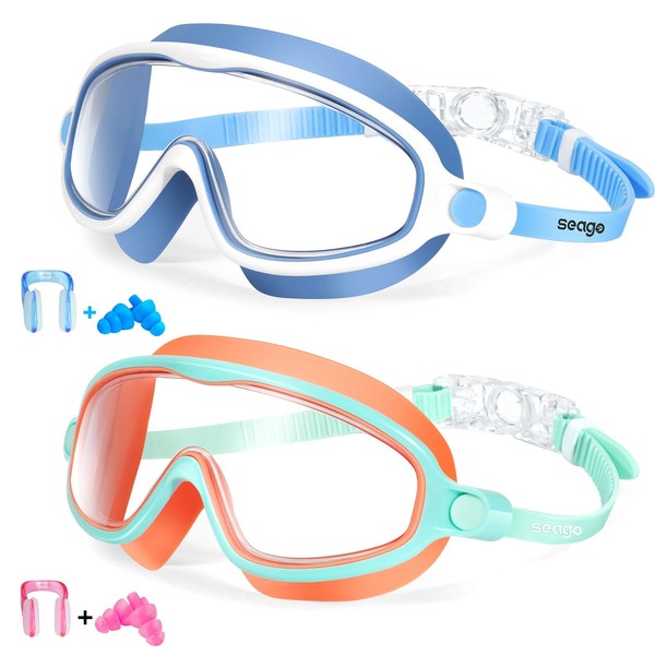 Kids Goggles for Swimming 2 Pack No Leaking Anti-Fog Outer