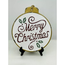 Unbranded Merry Christmas 9.50” Round Ornament Shaped Metal Sign NEW