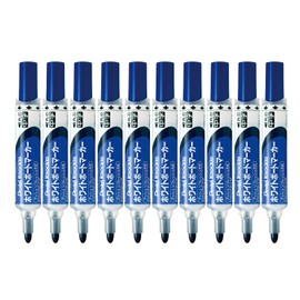 Pentel Dry Erase Markers, Knockle, Round Tip, Medium Point, EMWLM-C, Blue, 10 Count