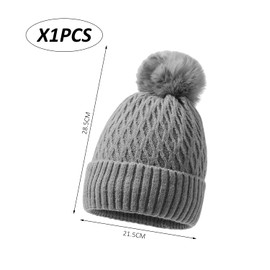 NyxSeat 1 x Beanie Women's Knitted Hat Winter Warm Hat Bobble Hat Women's Bobble Hat Chemotherapy Headwear Hat (Grey)