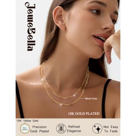 JeweBella Gold Chain Women's Necklace Gold Waterproof Stainless Steel 18 K Gold-Plated Golden Chain Without Pendant Snake Chain Link Chain Curb Chain Choker Necklace 41/46 cm Gold Jewellery Women