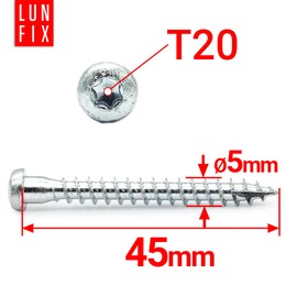 TX20-250 Angle Fitting Screws 5 x 45 mm Full Thread Wood Connector Screws with ETA Wood Screws Silver Galvanised