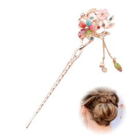 Vintage Hair Stick Opal Flower Hair Sticks Hair Decor Chinese Hairpins Old Hair Clip Old Hair Clip Colourful