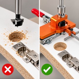 35mm Concealed Hinge Jig Set for Cabinet Doors – Aluminum Drill Guide Kit with Additional 35mm Hole Opener Bit