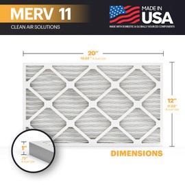 BNX TruFilter 20x23x1 Air Filter MERV 11 (6-Pack) - MADE IN USA - Allergen Defense Electrostatic Pleated Air Conditioner HVAC AC Furnace Filters for Allergies, Dust, Pet, Smoke, Allergy MPR 1200 FPR 7