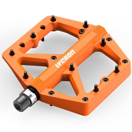 LYCAON Bike Pedals - Mountain Cycling Non-Slip Bicycle MTB Pedal, Durable Nylon Nylon with Fiber Flat Pedals for 9/16" Sealed Universal Cycling MTB BMX Mountain Road Bikes City Curiser Bike (Orange)