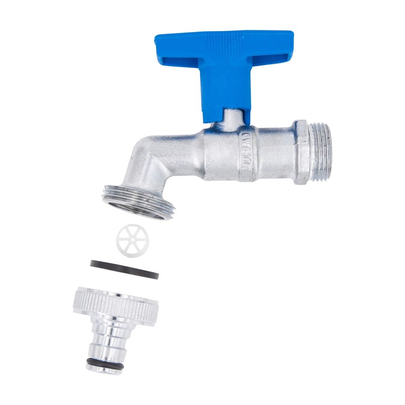 Brass Drain Cock Valve with Blue Butterfly Handle