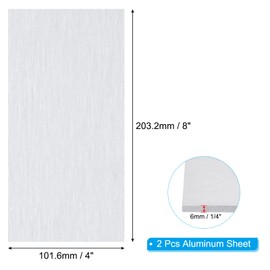 PATIKIL 6061 T651 Aluminum Sheet Metal 8 x 4 x 1/4(0.236") Inch 2Pcs Flat Plain Aluminum Plate Covered Stock with Protective Film, Heat Rectangle 6MM for Lndustry Crafting