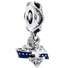 ZURWTCH Cruise Ships & Anchors Double Dangle Charm Fit Women Bracelet Necklaces Fashion Gifts 925 Sterling Silver DIY Jewelry