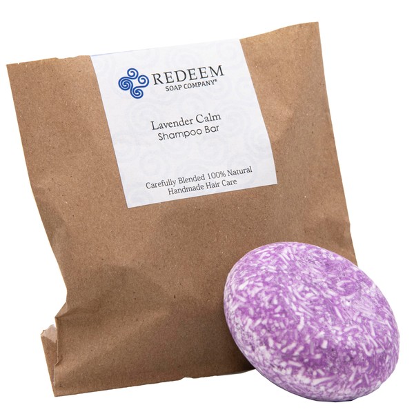 Redeem Soap Company Lavender Calm Shampoo Bar, Made in the
