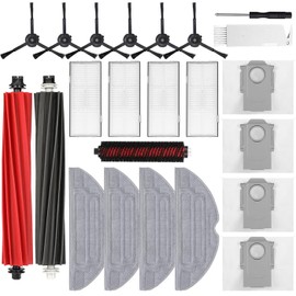 Accessory for Roborock S8 Pro Ultra, Replacement Part Set for Roborock S8 Pro Ultra, 2 Rubber Brushes, 4 Dust Bags, 1 Self-Cleaning Brush, 4 HEPA Filters, 6 Side Brushes, 4 Wiping Cloths
