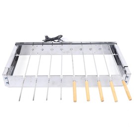 KONKENIE 9 Skewers Portable Auto Rotating Grill Rack Electric Skewer Turner Reusable Kabob Shish Shelf Stainless Steel Roaster Spit Rod w/ 5V USB Interface for BBQ Camping Picnic Silver