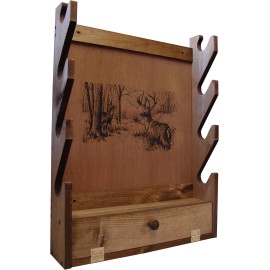 Unbranded Four-Gun Fully Assembled Wall Mount Wooden Gun Display Rack with Cabinet Storage