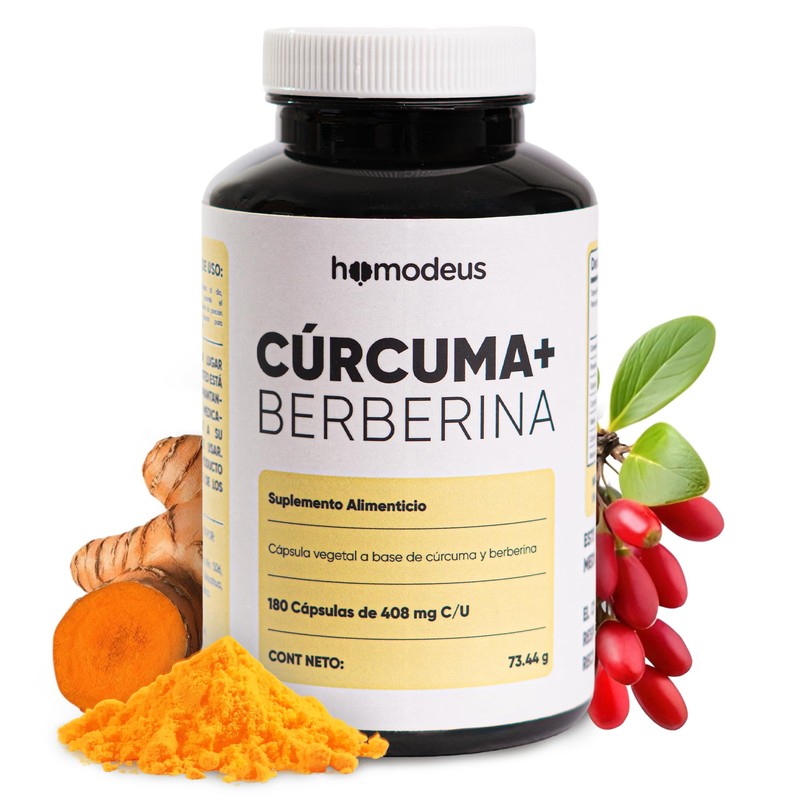 Berberina + Cúrcuma 180 Cápsulas Veganas Apoyo Cardiovascular homodeus
