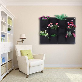 Jeffergarden 12-Pockets Degradable Vertical Colgante Planta de jardín Bolsa de Cultivo como contenedor Macetero[Negro]